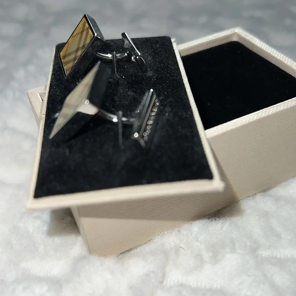 Burberry Check Cuff Links-Authentic-NIB